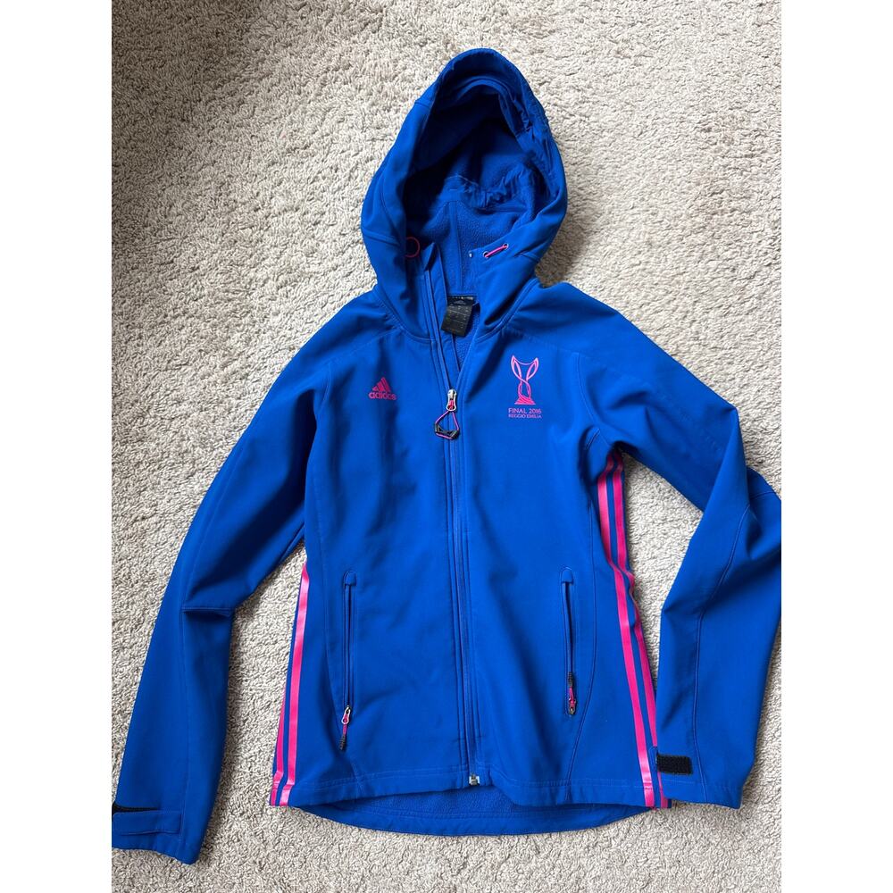 Adidas Blue Hooded Jacket with Final 2016 Reggio Emilia Logo